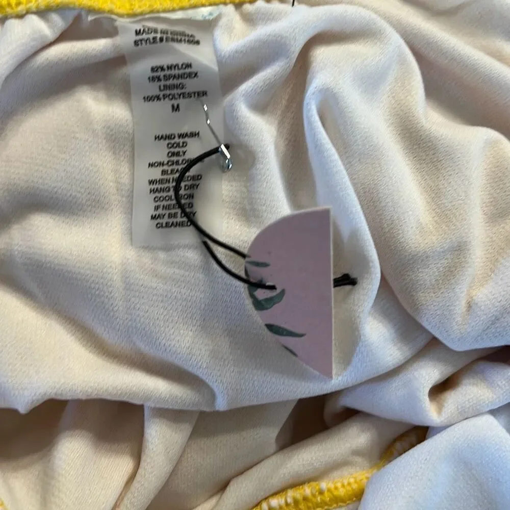 Pinkblush Yellow Ribbed Front Knot One-Piece Maternity New Size Medium